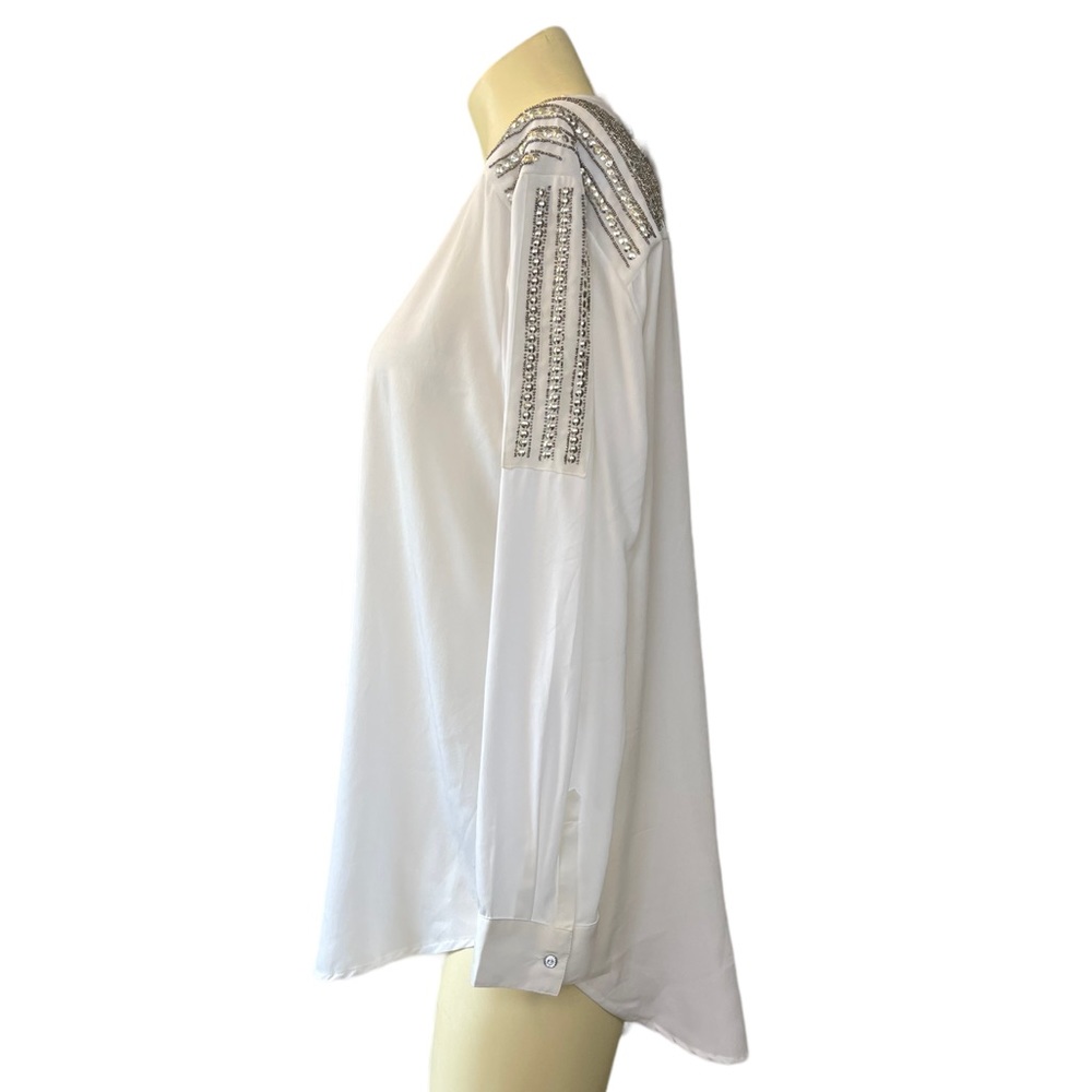 Chico’s Studded Antique White Blouse Size 2 = L / 12 - Picture 6 of 12
